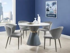 Lot De 6 Chaises CRUSTI - Velours Et Métal - Gris -Deco.fr Soldes Boutique chaise 476073