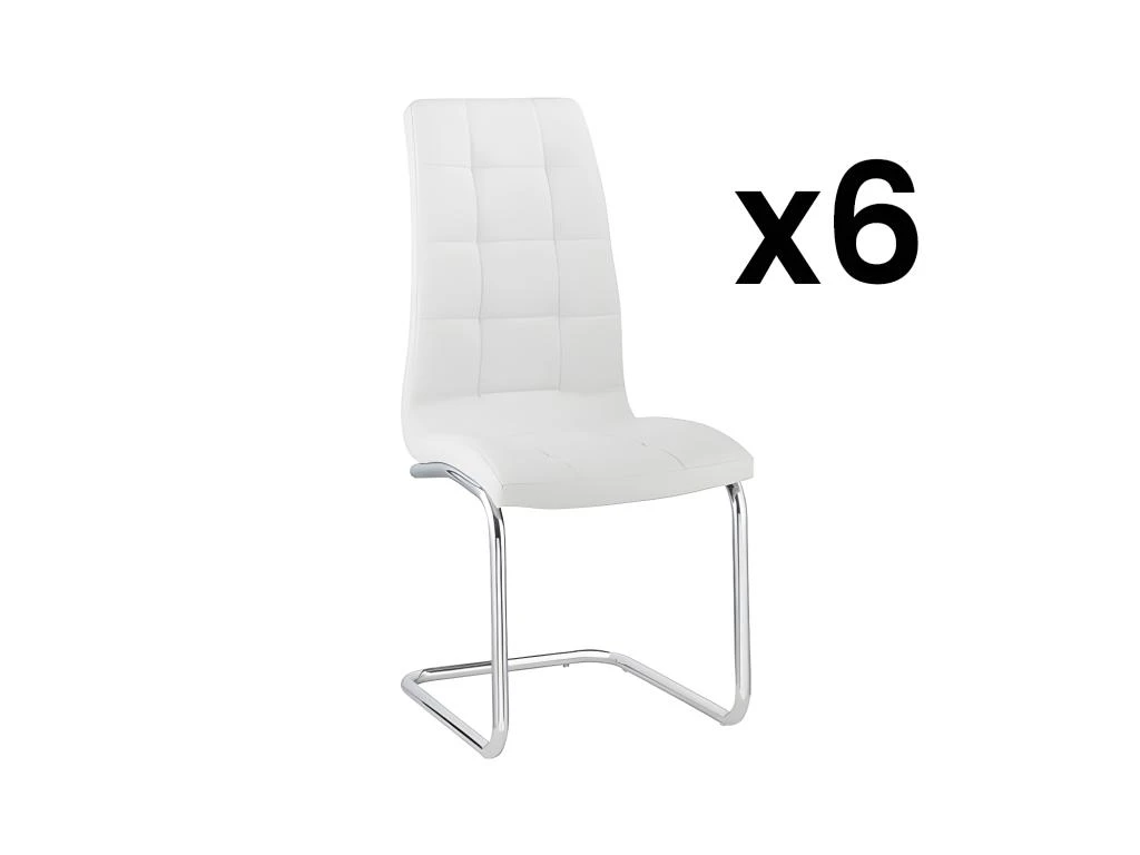 Lot De 6 Chaises NADYA - Simili - Blanc 1 Lot De 6 Chaises NADYA - Simili - Blanc