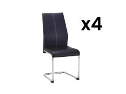 Lot De 4 Chaises PAULINE - Simili - Noir
