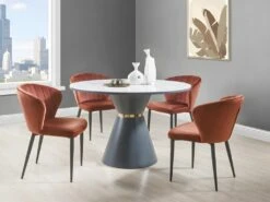 Lot De 6 Chaises CRUSTI - Velours Et Métal - Terracotta -Deco.fr Soldes Boutique chaise 480507