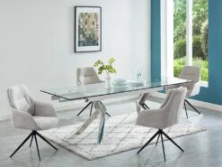 Chaise Avec Accoudoirs DIMIA - Tissu Et Métal - Crème -Deco.fr Soldes Boutique chaise 486747