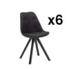 Lot De 6 Chaises Scandinaves ANEYA - Tissu & Pieds Hévéa - Noir -Deco.fr Soldes Boutique chaise 491669