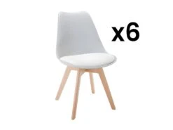 Lot De 6 Chaises JODY - Polypropylène Et Hêtre - Gris Clair