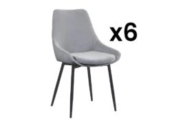 Lot De 6 Chaises MASURIE - Tissu - Gris