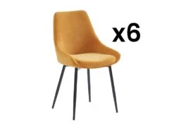 Lot De 6 Chaises MASURIE - Tissu - Jaune