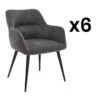 Lot De 6 Chaises - Avec Accoudoirs - Tissu Et Métal - Gris - HEKA 12 Lot De 6 Chaises - Avec Accoudoirs - Tissu Et Métal - Gris - HEKA -Deco.fr Soldes Boutique chaise 491763