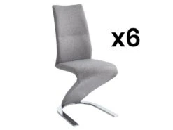 Lot De 6 Chaises ENIO - Tissu Et Métal - Gris