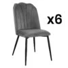 Lot De 6 Chaises ROSARIO - Effet Velours Et Métal Noir - Gris -Deco.fr Soldes Boutique chaise 491789