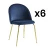Lot De 6 Chaises - Velours Et Métal Doré - Bleu - MELBOURNE -Deco.fr Soldes Boutique chaise 491801