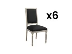 Lot De 6 Chaises AMBOISE - Tissu & Bois De ChĂȘne - Noir