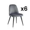 Lot De 6 Chaises ELEANA - Velours & Métal Noir - Gris -Deco.fr Soldes Boutique chaise 491821