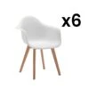 Lot De 6 Chaises Avec Accoudoirs VIXI - Polypropylène Et Hêtre - Blanc -Deco.fr Soldes Boutique chaise 491847