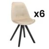 Lot De 6 Chaises Scandinaves ANEYA - Velours & Pieds Hévéa - Beige
