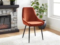 Lot De 6 Chaises - Velours Et Métal Noir - Terracotta - MASURIE -Deco.fr Soldes Boutique chaise 497739