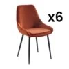 Lot De 6 Chaises - Velours Et Métal Noir - Terracotta - MASURIE -Deco.fr Soldes Boutique chaise 497743