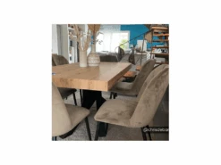 Lot De 2 Chaises ROSARIO - Effet Velours Et Métal Noir - Taupe -Deco.fr Soldes Boutique chaise 500411