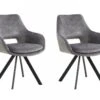 Lot De 2 Chaises Avec Accoudoirs - Velours Et Métal - Gris - KELINE -Deco.fr Soldes Boutique chaise 506945