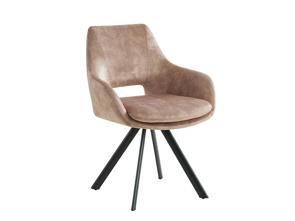 Lot De 2 Chaises Avec Accoudoirs - Velours Et Métal - Beige - KELINE 4 Lot De 2 Chaises Avec Accoudoirs - Velours Et Métal - Beige - KELINE – Image 4