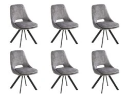 Lot De 6 Chaises - Velours Et Métal - Gris - KELINE 15 Lot De 6 Chaises - Velours Et Métal - Gris - KELINE -Deco.fr Soldes Boutique chaise 507109