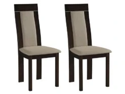 Lot De 2 Chaises BELINDA - Hêtre Et Tissu - Coloris : Noyer Et Beige