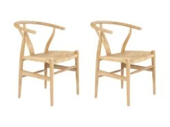 Lot De 2 Chaises En Teck Et Paille - Coloris : Naturel - POGIANA