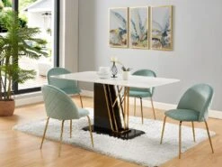 Lot De 6 Chaises - Velours Et Métal Doré - Vert Sauge - MELBOURNE -Deco.fr Soldes Boutique chaise 6603047