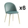 Lot De 6 Chaises - Velours Et Métal Doré - Vert Sauge - MELBOURNE -Deco.fr Soldes Boutique chaise 6603061