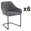 Lot De 6 Chaises Avec Accoudoirs En Tissu Et Métal - Gris - WAFA De Pascal MORABITO
