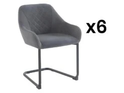 Lot De 6 Chaises Avec Accoudoirs En Tissu Et Métal - Gris - WAFA De Pascal MORABITO