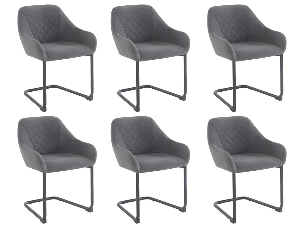 Lot De 6 Chaises Avec Accoudoirs En Tissu Et Métal - Gris - WAFA De Pascal MORABITO 7 Lot De 6 Chaises Avec Accoudoirs En Tissu Et Métal - Gris - WAFA De Pascal MORABITO – Image 7