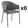 Lot De 6 Chaises Avec Accoudoirs En Tissu Et Métal - Gris - ORDIDA De Pascal MORABITO