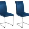 Lot De 2 Chaises En Velours Et Métal Chromé - Bleu - OMANIANE -Deco.fr Soldes Boutique chaise 7002507
