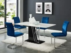 Lot De 2 Chaises En Velours Et Métal Chromé - Bleu - OMANIANE 7 Lot De 2 Chaises En Velours Et Métal Chromé - Bleu - OMANIANE -Deco.fr Soldes Boutique chaise 7002539