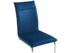 Lot De 2 Chaises En Velours Et Métal Chromé - Bleu - OMANIANE 11 Lot De 2 Chaises En Velours Et Métal Chromé - Bleu - OMANIANE -Deco.fr Soldes Boutique chaise 7002555