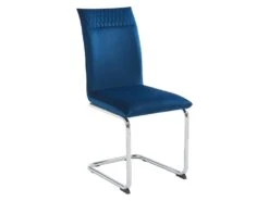 Lot De 6 Chaises En Velours Et Métal Chromé - Bleu - OMANIANE -Deco.fr Soldes Boutique chaise 7005687