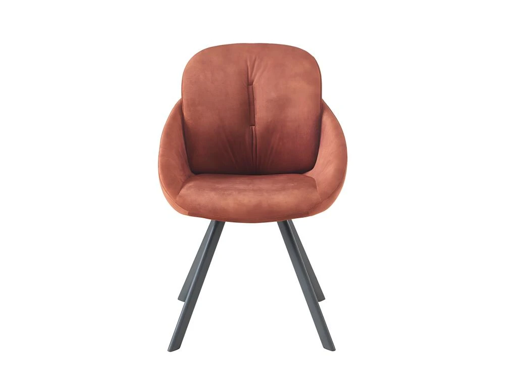 Lot De 6 Chaises Avec Accoudoirs En Velours Et Métal - Terracotta - BUSSELTON 3 Lot De 6 Chaises Avec Accoudoirs En Velours Et Métal - Terracotta - BUSSELTON – Image 3