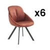 Lot De 6 Chaises Avec Accoudoirs En Velours Et Métal - Terracotta - BUSSELTON