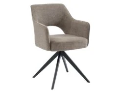 Chaise Pivotante Avec Accoudoirs En Tissu Et Métal - Taupe - KONYA