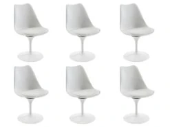 Lot De 6 Chaises En Polypropylène, Tissu Et Métal - Blanc - XAFY 11 Lot De 6 Chaises En Polypropylène, Tissu Et Métal - Blanc - XAFY -Deco.fr Soldes Boutique chaise 8122561