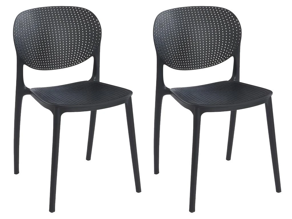 Lot De 2 Chaises Empilables En Polypropylène - Noir - CARETANE 1 Lot De 2 Chaises Empilables En Polypropylène - Noir - CARETANE