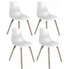 KAYELLES Lot De 4 Chaises Scandinaves De Cuisine Pieds Bois OVA (Blanc) -Deco.fr Soldes Boutique chaise 8935647