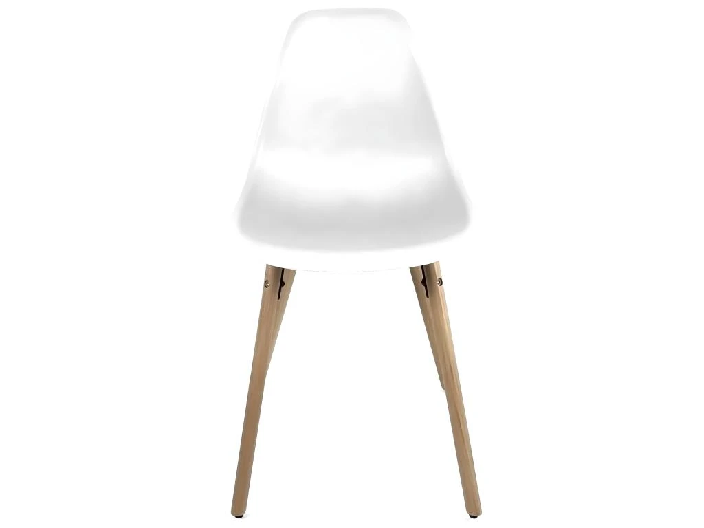 KAYELLES Lot De 4 Chaises Scandinaves De Cuisine Pieds Bois OVA (Blanc) 2 KAYELLES Lot De 4 Chaises Scandinaves De Cuisine Pieds Bois OVA (Blanc) – Image 2