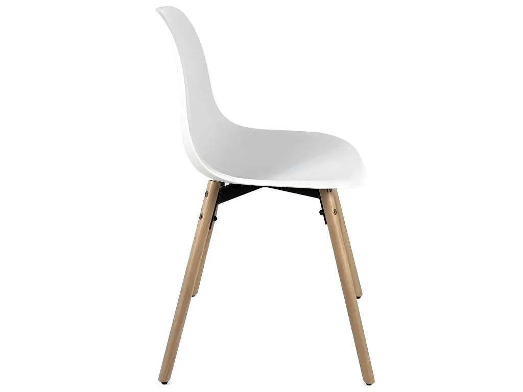 KAYELLES Lot De 4 Chaises Scandinaves De Cuisine Pieds Bois OVA (Blanc) 3 KAYELLES Lot De 4 Chaises Scandinaves De Cuisine Pieds Bois OVA (Blanc) – Image 3