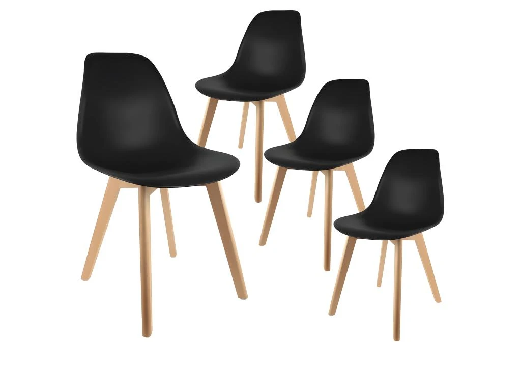 MELYA - Lot De 4 Chaises Scandinaves Noires 1 MELYA - Lot De 4 Chaises Scandinaves Noires