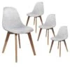 STYGN - Lot De 4 Chaises Avec Maille Grise
