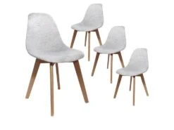 STYGN - Lot De 4 Chaises Avec Maille Grise