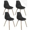 KAYELLES Lot De 4 Chaises Scandinaves De Cuisine Pieds Bois OVA (Noir)