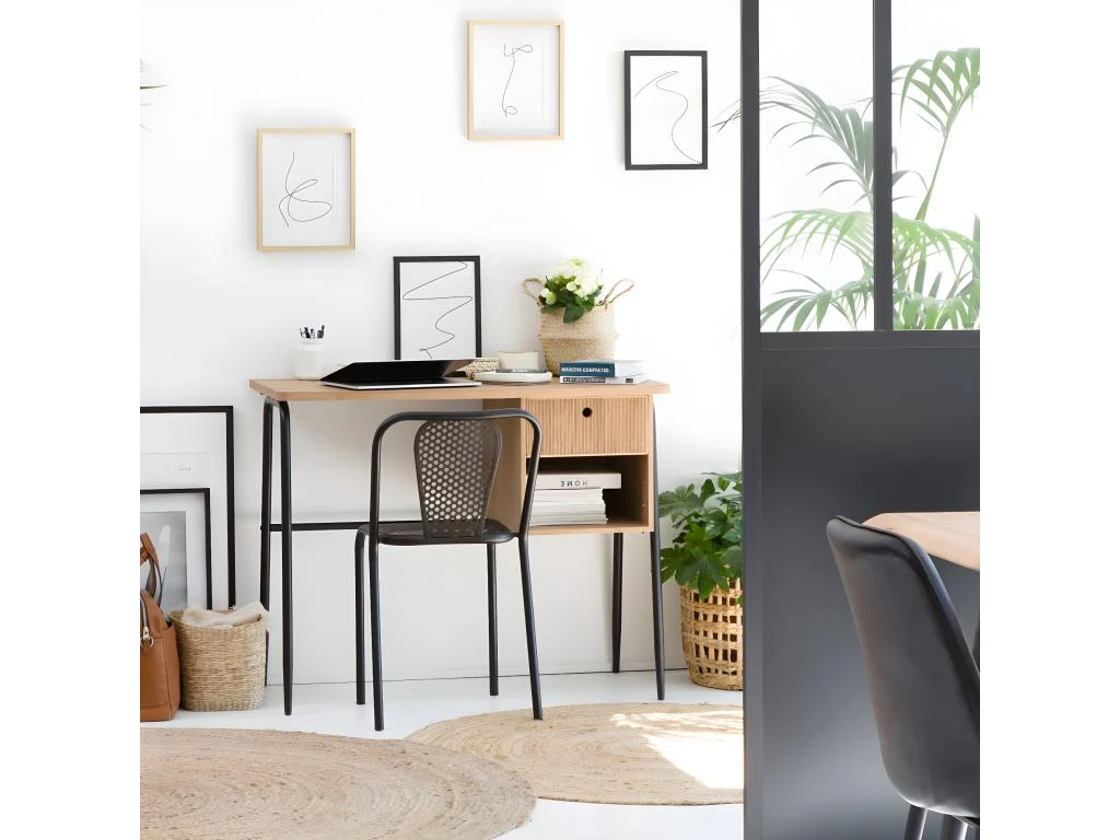 Chaise Perforée En Métal Noir Julien (lot De 2) 4 Chaise Perforée En Métal Noir Julien (lot De 2) – Image 4