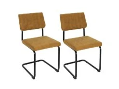 BERNY - Lot De 2 Chaises Tissu Surpiqué Jaune Moutarde