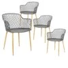 TRESSIE - Lot De 4 Fauteuils Gris Pieds Effet Bois Verni -Deco.fr Soldes Boutique chaise 8937301